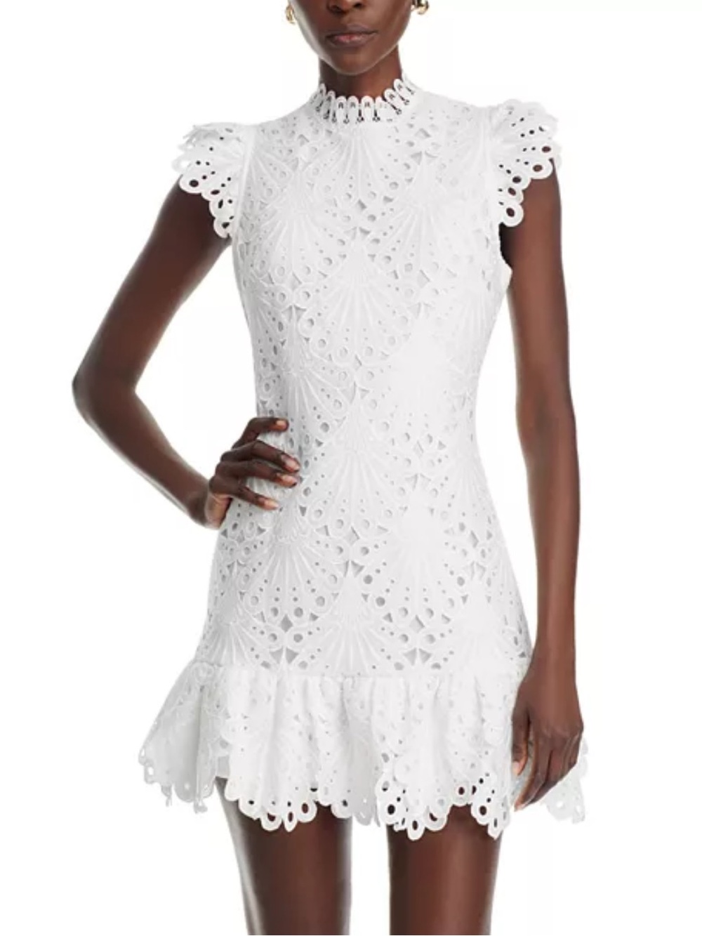 Aqua White Eyelet Lace Mini Dress